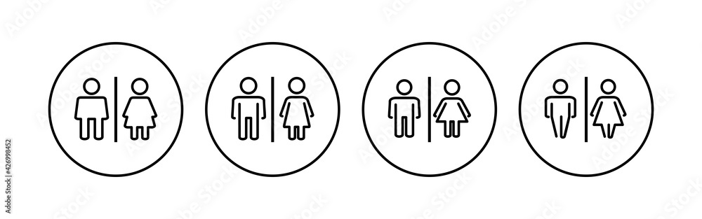 Fototapeta premium Toilet icon set. restrooms icon vector. bathroom sign. wc, lavatory