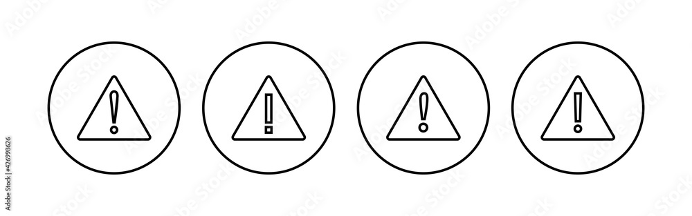 Exclamation danger sign. attention sign icon set. Hazard warning attention sign Exclamation danger sign. attention sign icon set. Hazard warning attention sign
