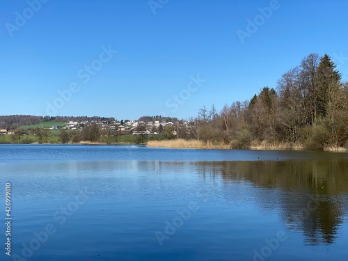 Late winter and early spring on the lake Mauensee or Lake Mauen (Mauesee) - Canton of Lucerne, Switzerland (Schweiz) photo