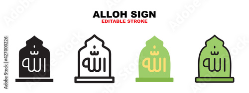 Alloh Sign icon set with different styles. Icons designed in filled, outline, flat, glyph and line colored. Editable stroke and pixel perfect. Can be used for web, mobile, ui and more. photo