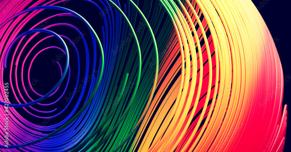 Abstract wire ball in rainbow colors background Abstract wire ball in rainbow colors background