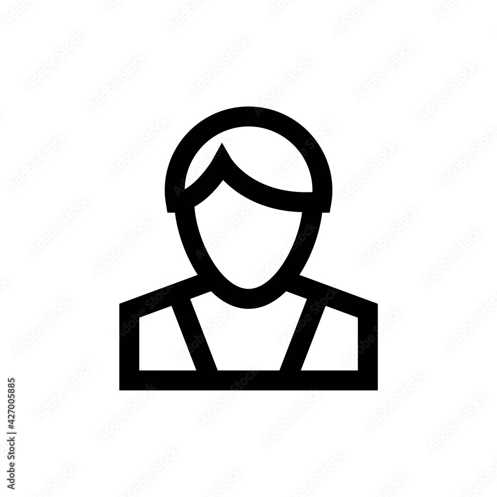 Person outline simple icon. Isolated on white. Vector illustration