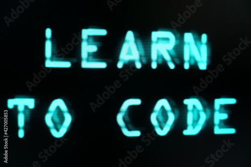Learn to code tittle with crt effect