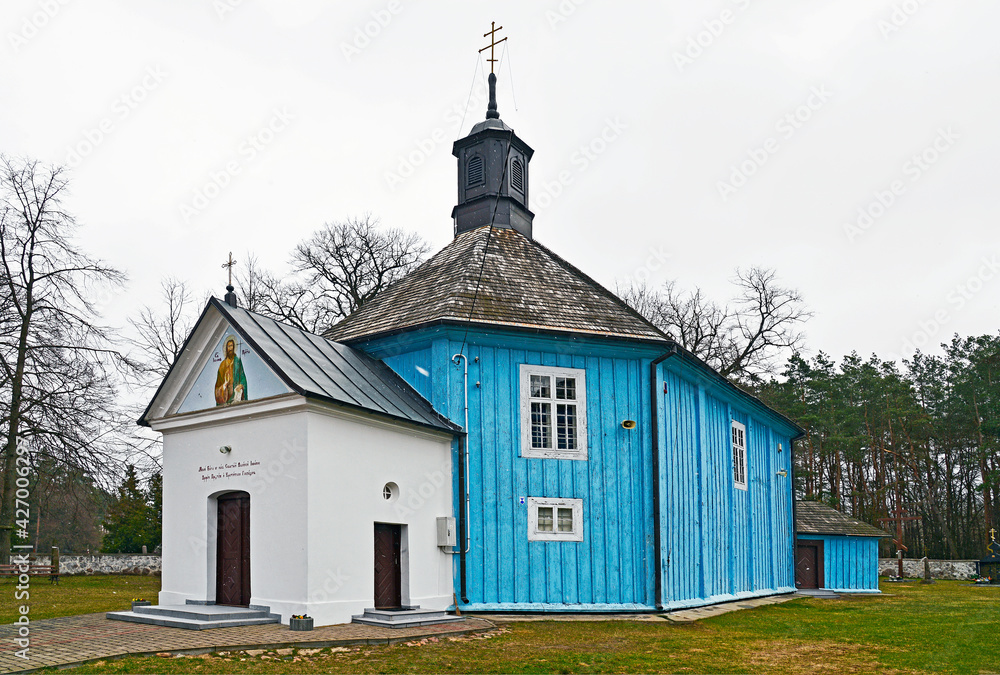 Built of wood in 1785, the Orthodox Church of St. Beheading of Saint John the Baptist in the village of Szczyty Dzieciolowo in Podlasie, Poland Built of wood in 1785, the Orthodox Church of St. Beheading of Saint John the Baptist in the village of Szczyty Dzieciolowo in Podlasie, Poland