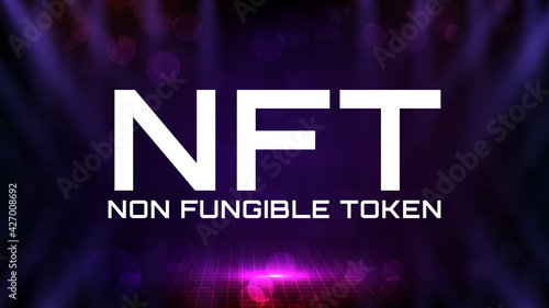 abstract futuristic technology background of NFT non fungible token