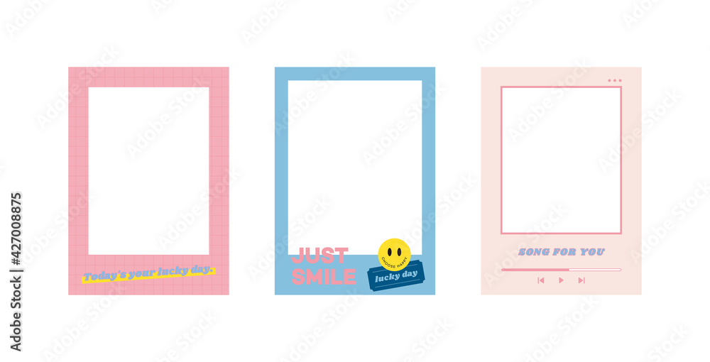 Design Polaroid Blank Frame Illustration Set Stock Illustration