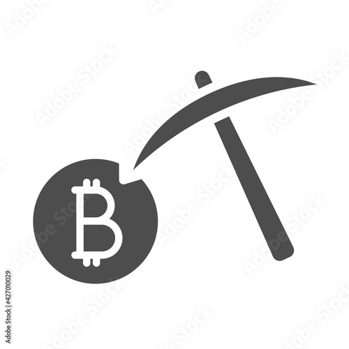 bitcoin mining silhouette vector icon isolated on white. bitcoin cryptocurrency wallet icon for web, mobile apps, ui design and print