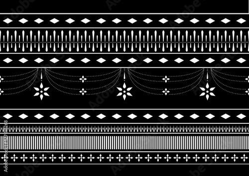 Seamless Black and white Asian Thai pattern vector