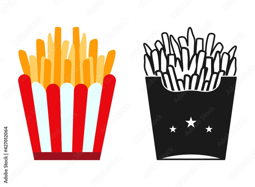 French fries vector illustration, French fries icon, Fries symbol, Fast Food, Clipart Cricut design space, vinyl, French fry box sign French fries vector illustration, French fries icon, Fries symbol, Fast Food, Clipart Cricut design space, vinyl, French fry box sign