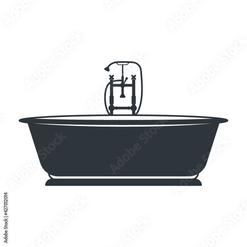 Bathtub Symbol, Bathtub Silhouette, Baht icon, Shower icon, Old Bathtub, Tub, Hot bath, Bath tub silhouette, for silhouette