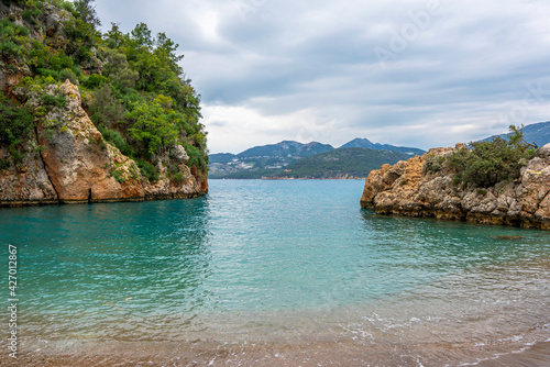 Korsan Koyu  Pirate Bay   was a bay where ships would gather to shelter from storms and is a favorite spot for camping enthusiasts on the Lycian way trekking  Antalya