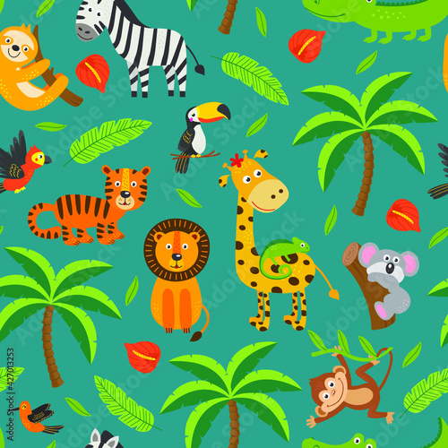 seamless pattern with animals vector graphics for production