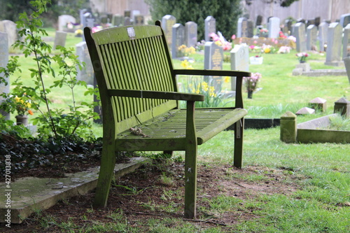 Bench in a grave yard.