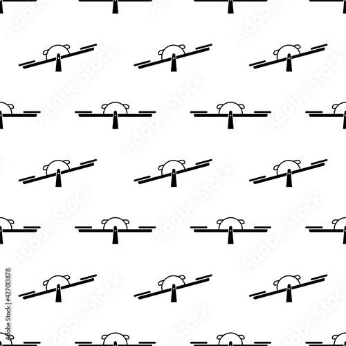 Playground Seesaw Icon Seamless Pattern, Kids Teeter-Totter Teeterboard
