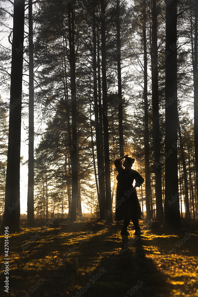 Fototapeta premium Dancing girl in the forest