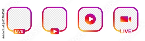 video streaming with Transparent Place to put down Photo Under Background, interface,  web, ui, app. Vector Illustration