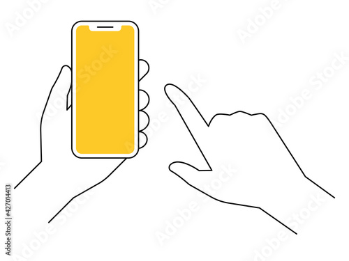Hand holding a mobile phone スマホを持つ手