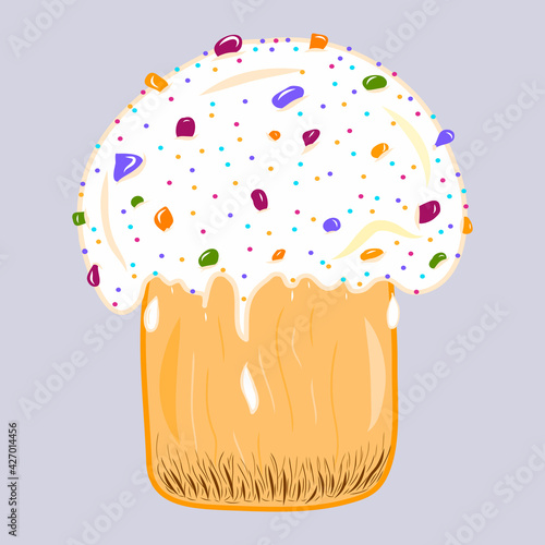 Easter cake icon. Creative illustration. Colorful sketch. Idea for decors, logo, patterns, papers, covers, gifts, spring church holidays, celebration themes. Isolated vector art.