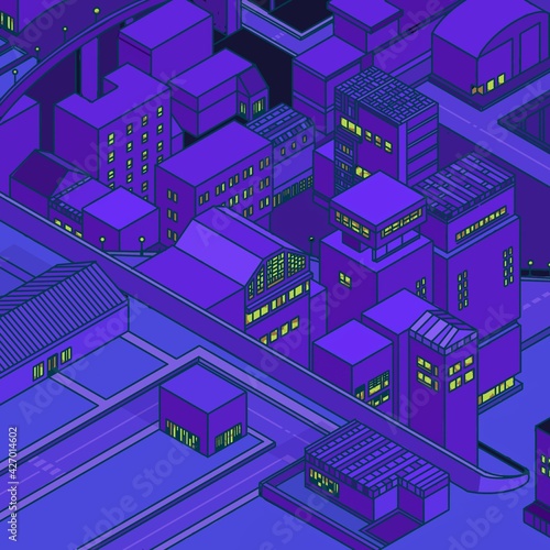 illustration isometric view of city 