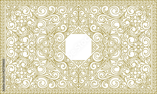 Decorative monochrome ornate vintage design blank card