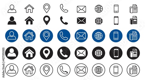 Business card icon set, contact information icon, Vector illustration.