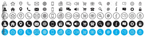 Business card icon set, contact information icon, Vector illustration.