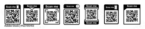 QR code scan icon, scan me Qr code for payment, Vector illustration.