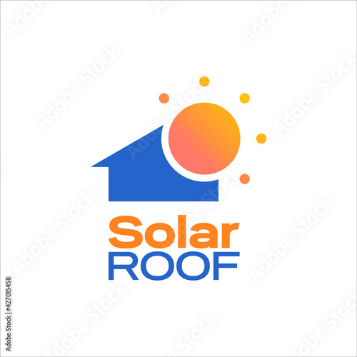 Simple Solar Roof Energy With Abstract House and Sun Logo Design Vector for Architecture Industry Template Ideas