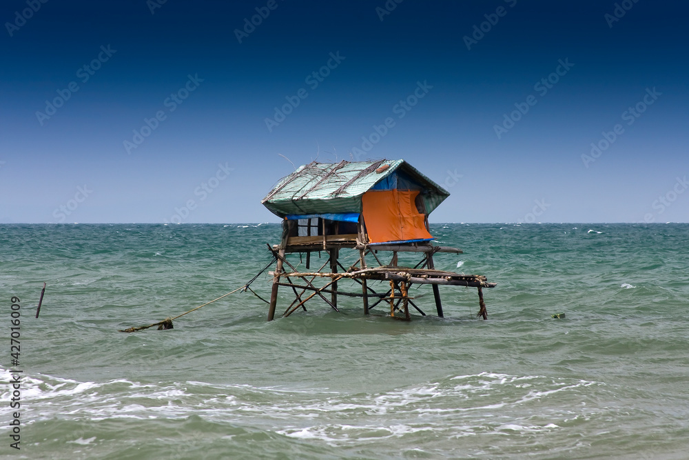Floating house off the island of Phu Quoc, Vietnam, Asia