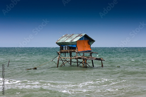 Floating house off the island of Phu Quoc  Vietnam  Asia