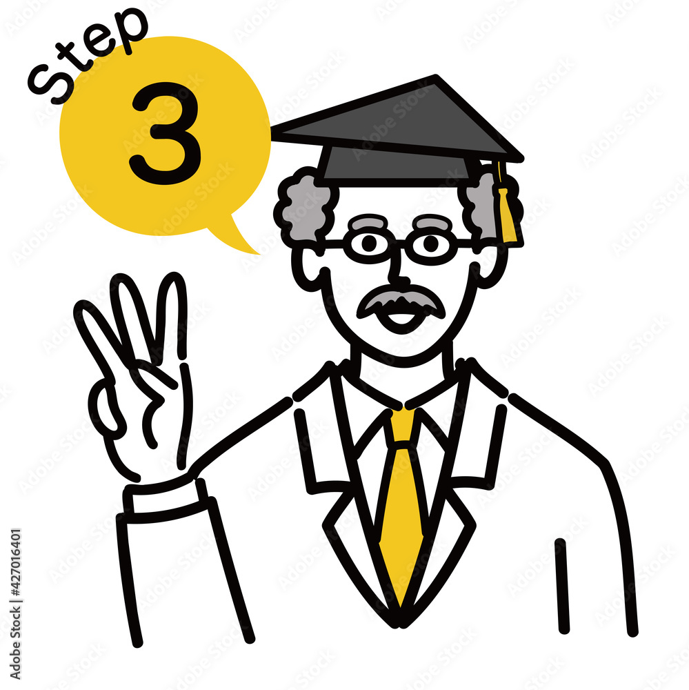 博士　シニア　医師　医者　男性　ポップ　ステップ　3
