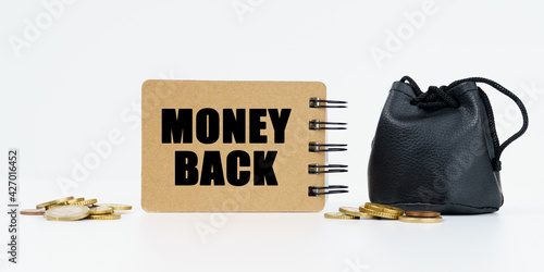 Wallpaper Mural On a white background lies a bag with money, coins and a notebook with the inscription - MONEY BACK Torontodigital.ca