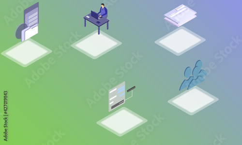 Bureaucratic collectivism concept on abstract design
