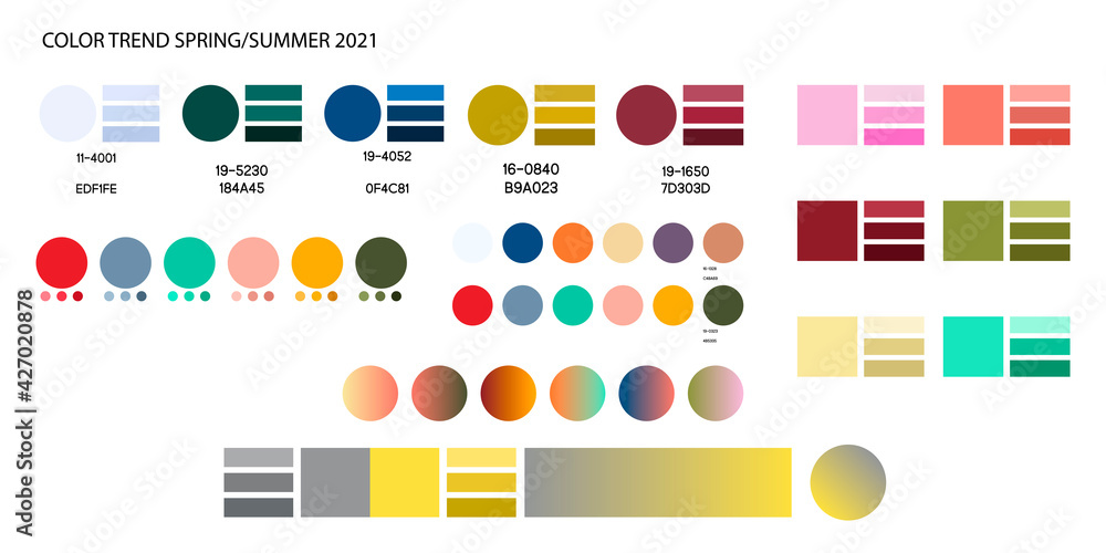 Fashion color trend summer autumn 2021. Color palette forecast of the ...