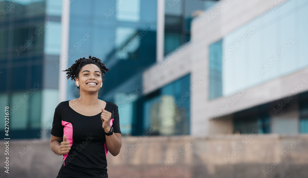 Positive emotions from training, motivation for strong body and jogging outdoor Positive emotions from training, motivation for strong body and jogging outdoor