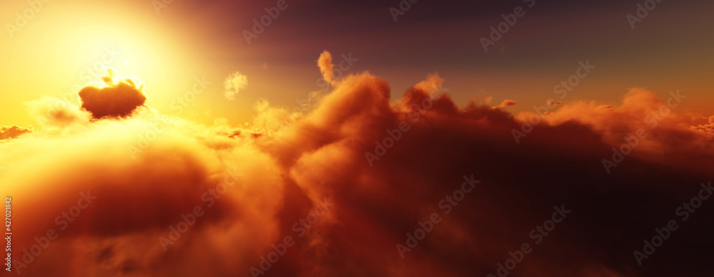 above clouds fly sunset sun ray