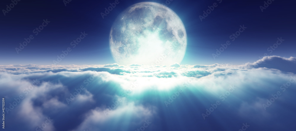 above clouds full moon illustration above clouds full moon illustration