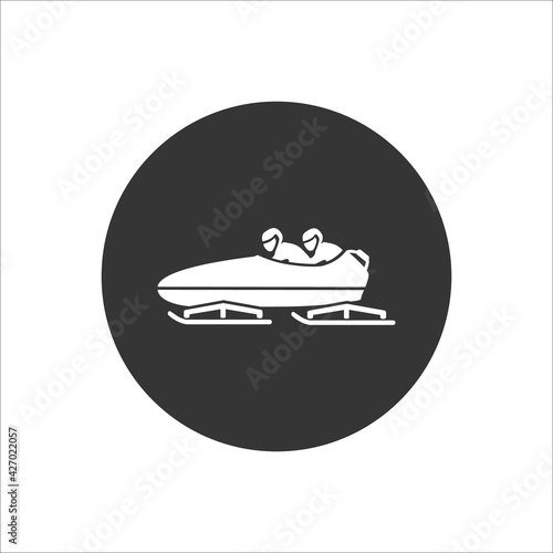 Bobsleigh white icon. Vector illustration on white