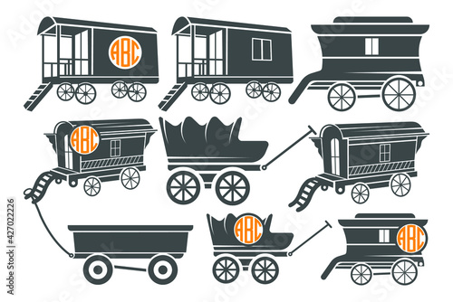Obraz na plátně Wagon vector, Station Wagon, Wagon silhouette, Tractor, wagon Vector, wagon Icon