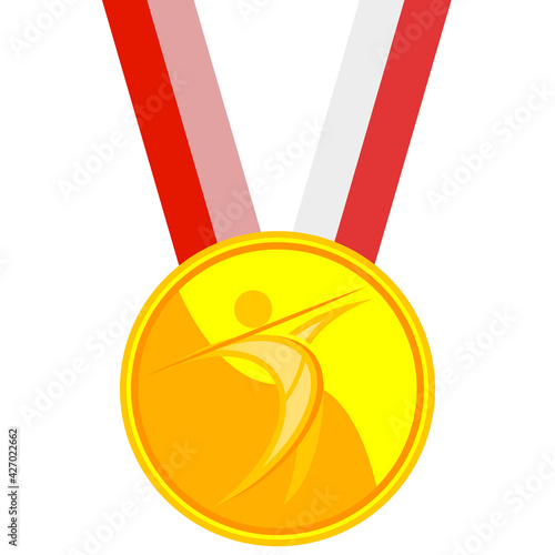 Gold medal in javelin throw, vector art illustration. 