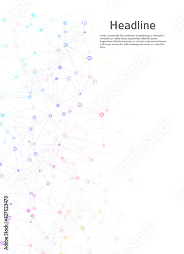 Geometric abstract background with connected dots and lines. Molecular structure and communication. Digital technology background and network connection Vector illustration EPS10 for business design