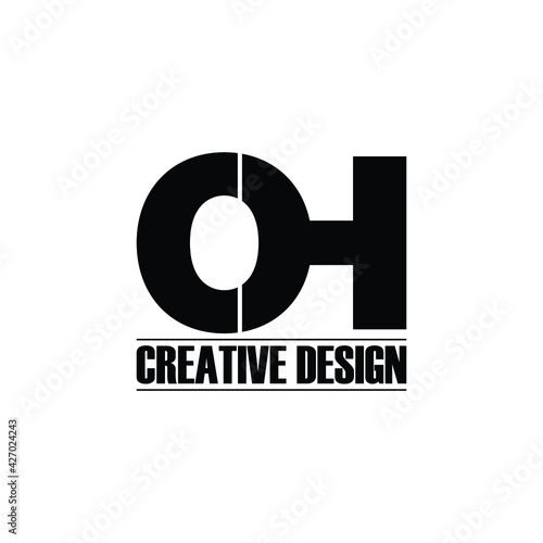 Letter OH simple logo design vector