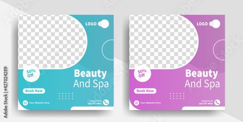 elegant modern Spa and beauty center social media post template and web banner poster