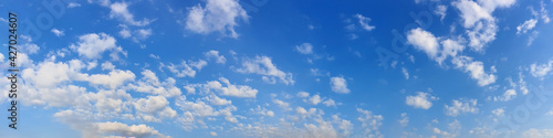 Panorama sky with cloud on a sunny day. Beautiful cirrus cloud.