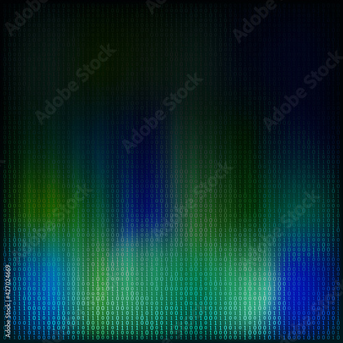 Design elements - Binary computer code halftone pattern dark background. Vector illustration eps 10 frame with Digital data cryptography texture for technology, electronic, network algorithm