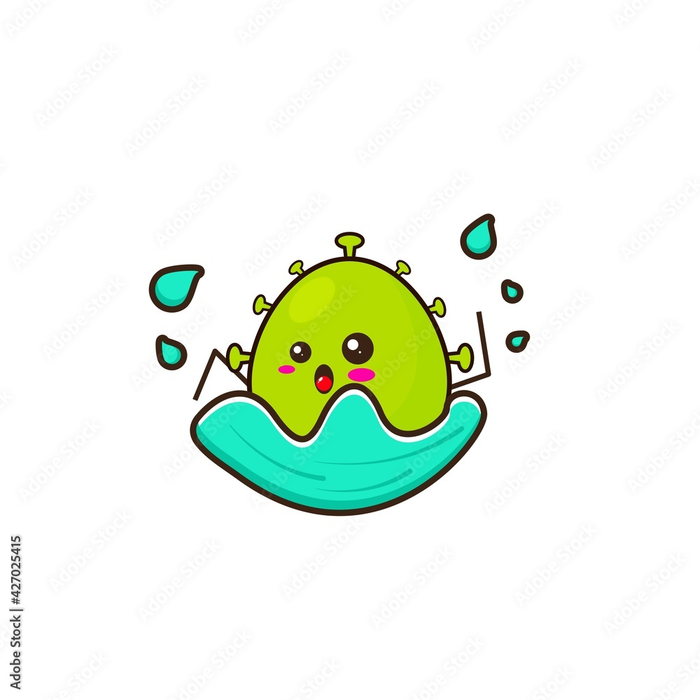 Fototapeta premium Virus swimming cute character illustration