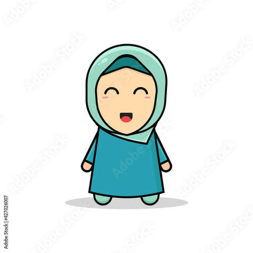 Kawaii illustration muslim woman vector graphics
