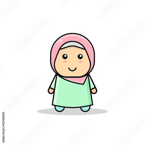 Kawaii illustration muslim woman vector graphics