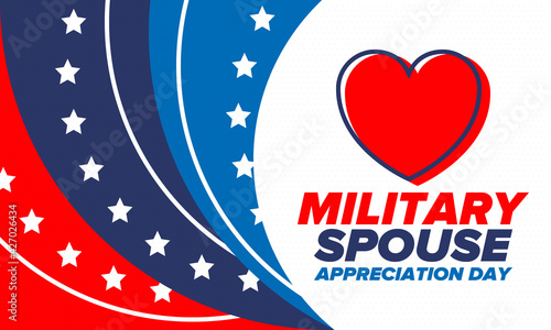 Military Spouse Appreciation Day. Celebrated in the United States. National Day recognition of the contribution, support and sacrifice of the spouses of the Armed Forces. Poster, card, banner. Vector