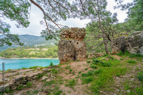 Korsan Koyu (Pirate Bay), was a bay where ships would gather to shelter from storms and is a favorite spot for camping enthusiasts on the Lycian way trekking, Antalya photo